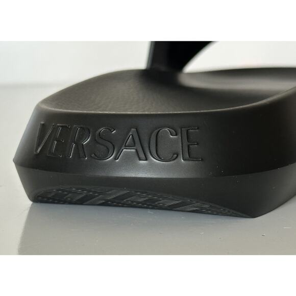 Versace Medusa Black Leather Slides Sandals 14 US (47 Euro) 1010628 NIB $490 - Picture 7 of 16